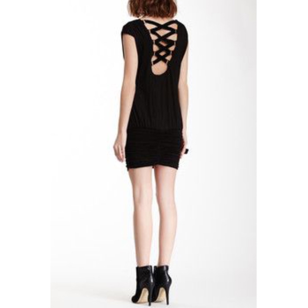 Sky Crisscross Suede Back Dress M NWT